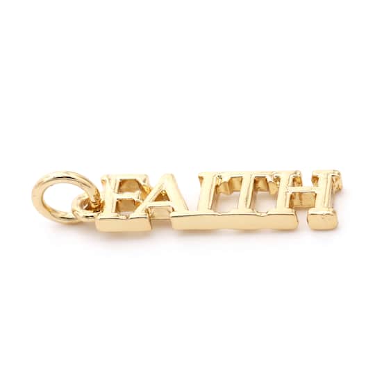 12 Pack: 14K Gold Plated Faith Charm by Bead Landing™